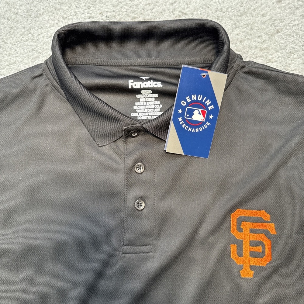 San Francisco Giants Fanatics Polo Shirt Mens 2XLT Black MLB Baseball Golf SF